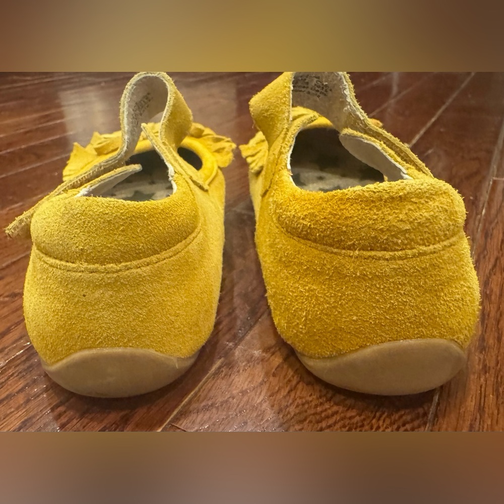 Livie & Luca Yellow Suede Leather Willow Mary Jane Shoes Bow Fringe Toddler 12 - Picture 5 of 8